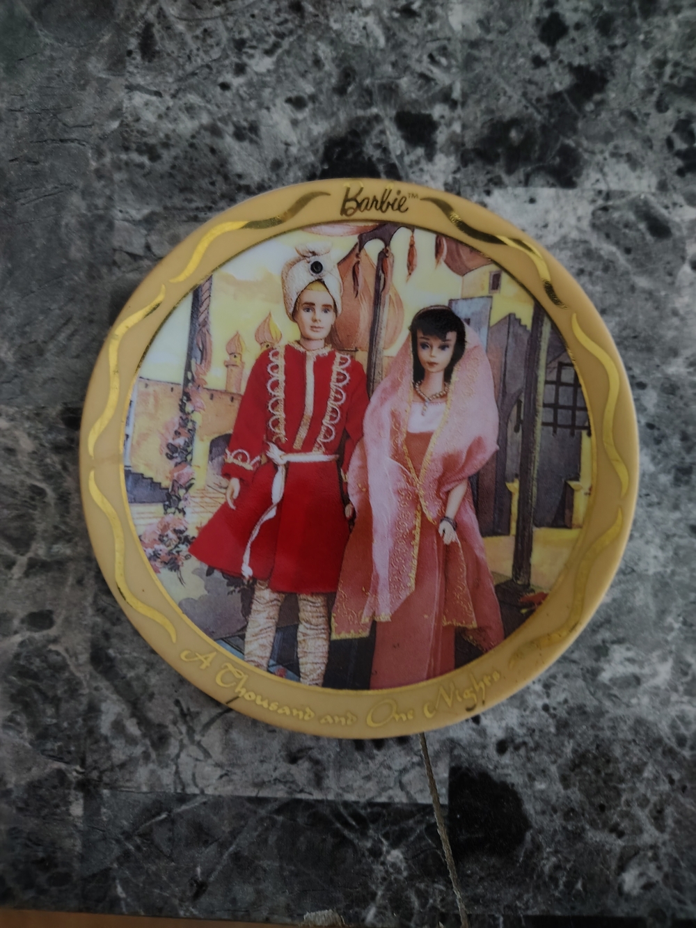 Barbie Decorative Plate in Gold, Red and Pink